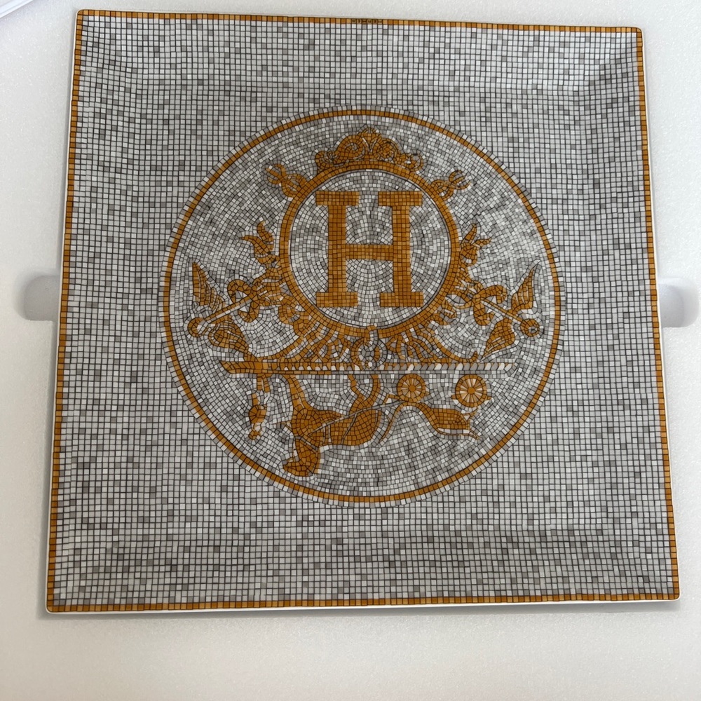 HERMES MOSAIQUE AU 24 GOLD SQUARE NO. 5 PLATE #P026045P BRAND NEW!